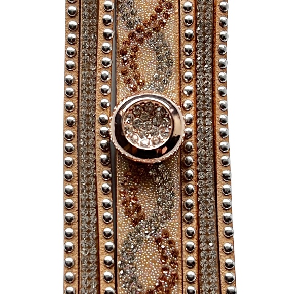 Snap Charm Boho Leather Bracelet with 3/4" Standard Snap Adjustable Two Sizes - Picture 5 of 7